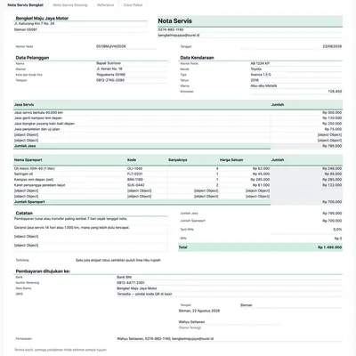 Nota Servis Bengkel